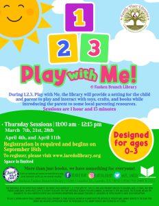 1, 2, 3 Play with Me Registration Begins @ Barbara Fasken Branch Library