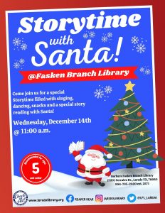 Storytime with Santa at Barbara Fasken Branch Library @ Barbara Fasken Branch Library