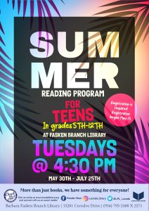 Teen's Summer Reading Program Registration @ Barbara Fasken Branch Library