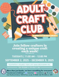 Adult Craft Club Registration Begins! @ Lamar Bruni Vergara Inner City Branch Library