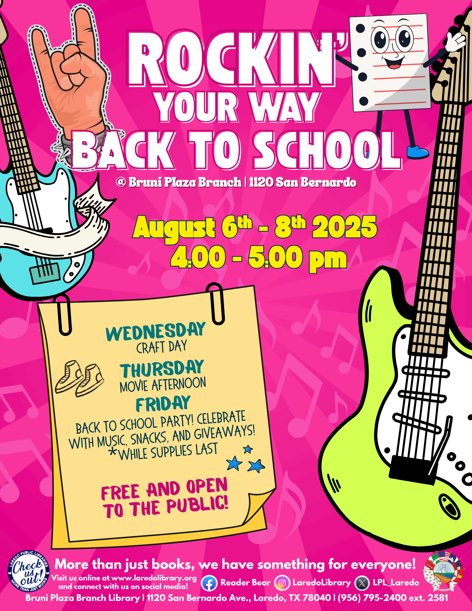 Rockin Back to School at Bruni Plaza Branch Library