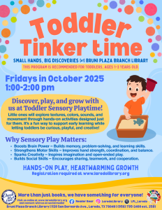 Toddler Tinker time at Bruni Plaza Branch Library