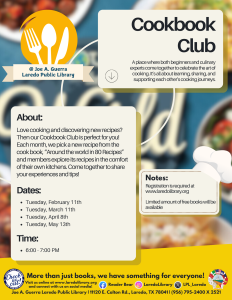 Cookbook & Recipe Club @ Joe A. Guerra Laredo Public Library Program Room # 2