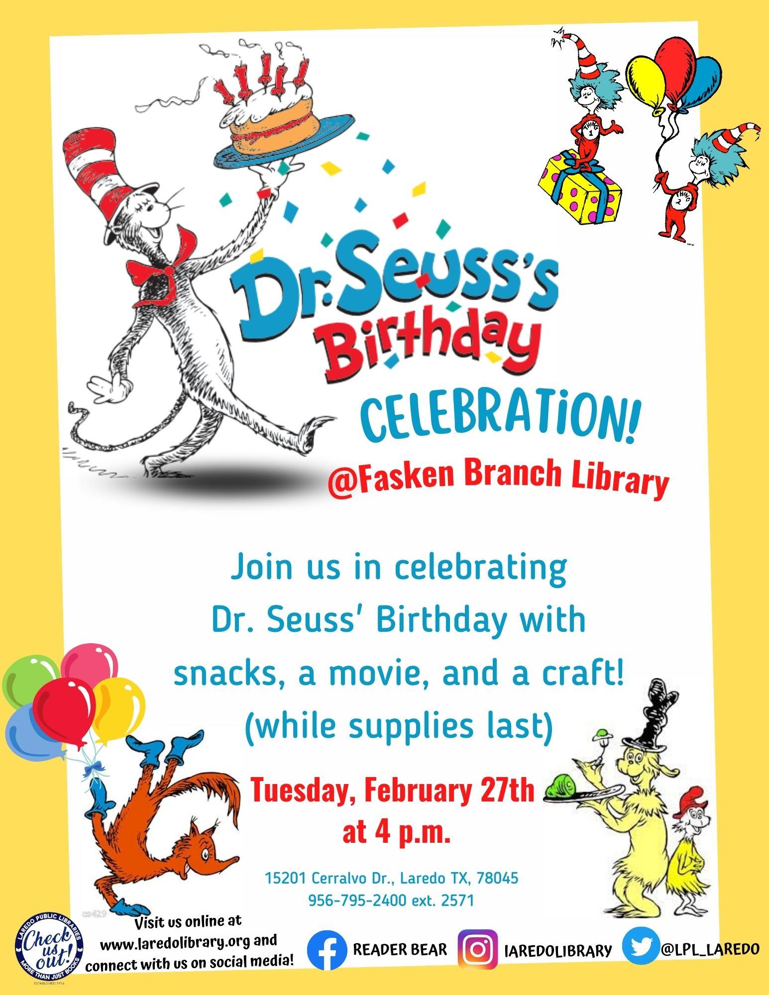 Dr. Seuss' Birthday Celebration Laredo Public Library