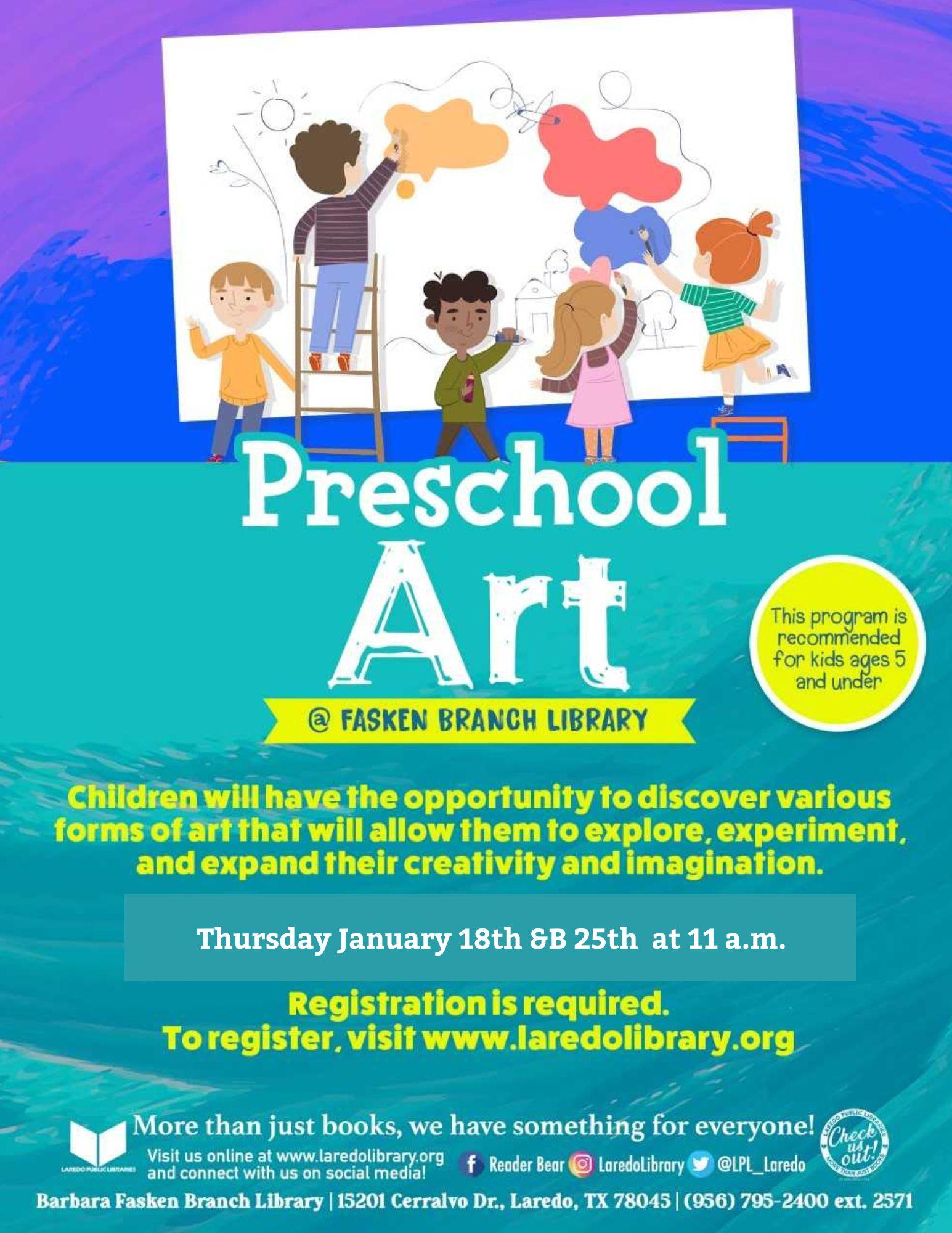 Preschool Art Registration Begins!