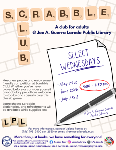 Scrabble Club @ Joe A. Guerra Laredo Public Library - Program Room 2