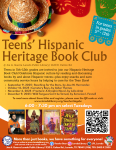 Teens' Hispanic Heritage Book Club @ Joe A. Guerra Laredo Public Library